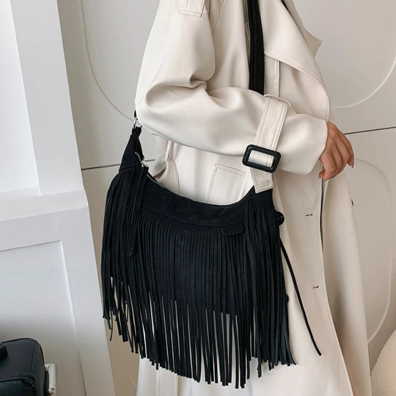 Y2k Tassel Bucket Bag Small Crossbody Bags for Women 2022 Winter Designer Party Bags Female Luxury Handbags Sac A Main Femme