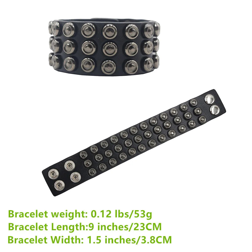 Gothic Studded Bracelet - Punk Gothic Leather Cuff Bracelet for Women and Men