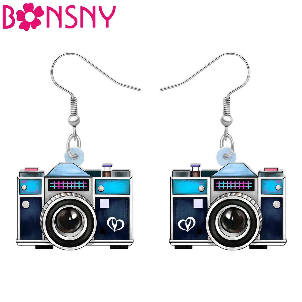 Acrylic Retro Box Camera Dangle Drop Earrings - Charm Jewelry Gifts for Women, Girls, Kids, and Friends Decorations