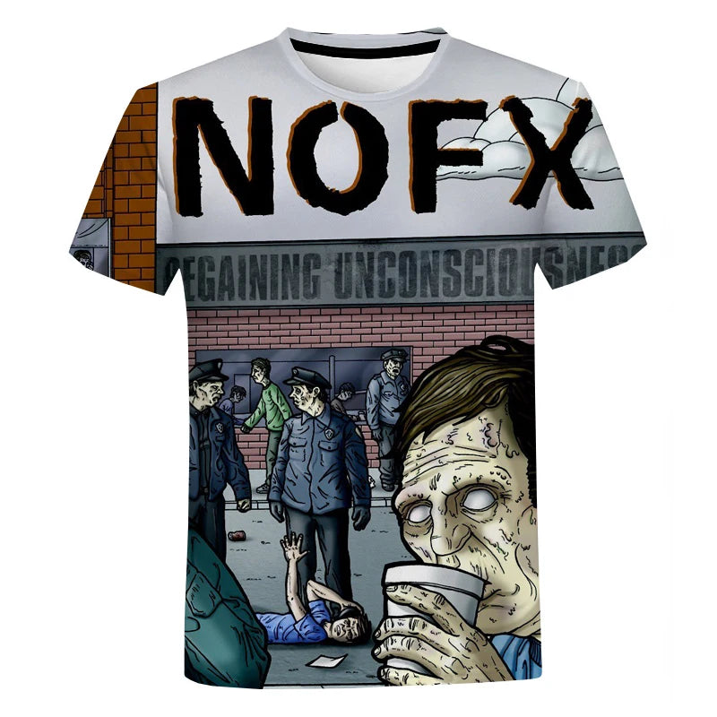 Punk Rock Band Nofx 3D Print Round Neck Short Sleeved Graphic Print Tee Shirts