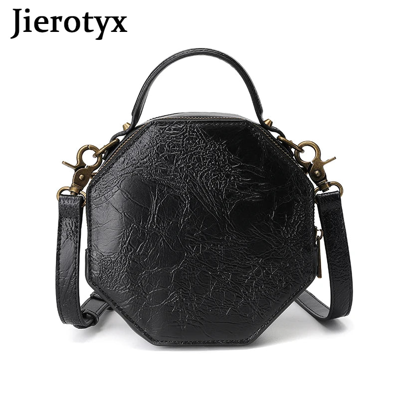 JIEROTYX Steampunk Small Shoulder Bags for Women – Crossbody Vintage Rivet Top Handle Bags, High-Quality Black Handbags