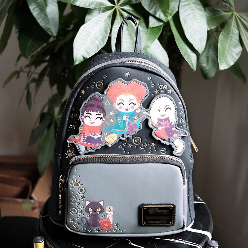 Disney Loungefly Crazy Witch Sanderson Sisters Backpack – Cute Anime Peripheral Cartoon Bag for Women, Casual Purse