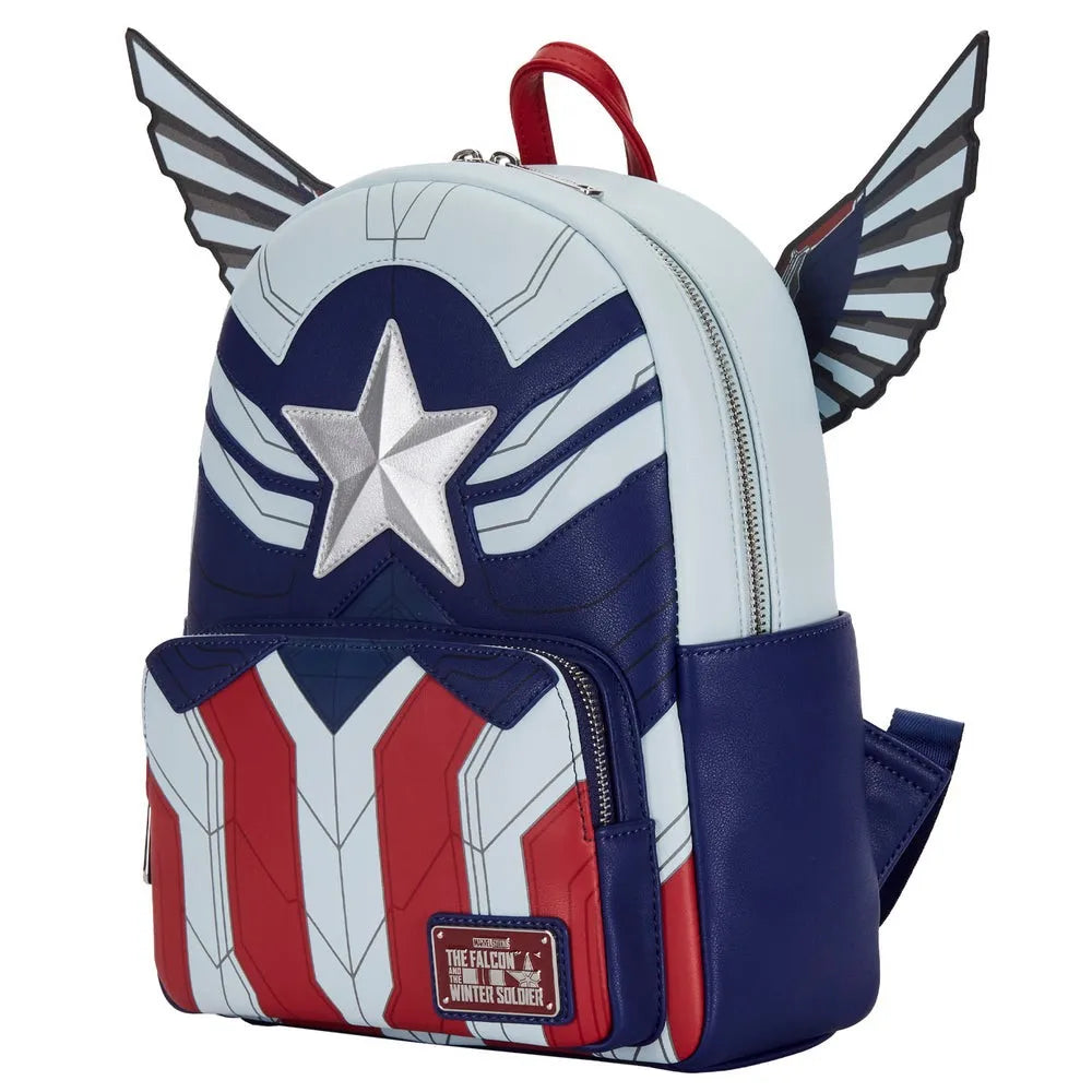 MINISO Disney Loungefly Marvel Surrounding Falcon Captain America Backpack Boys and Girls School Bag