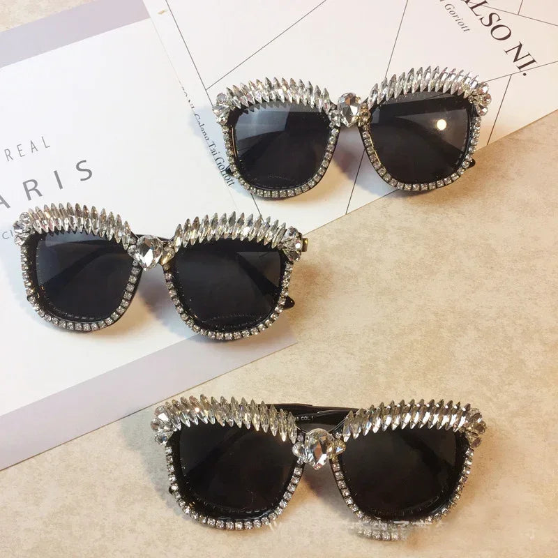 2024 Brand Luxury Square Sunglasses Women | Diamond Crystal Rhinestone Sun Glasses Shades Cat-eye