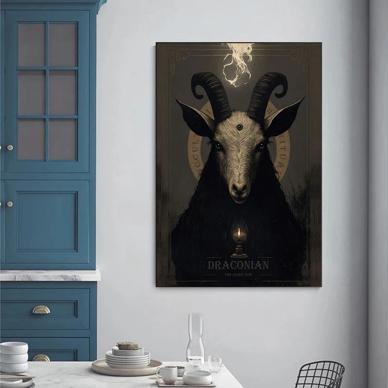 Gothic Occult Baphomet Canvas Poster - Wall Art Picture Decor for Living Room Home