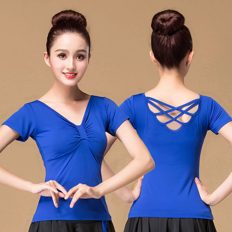 Women’s Slim Fit Criss Cross Back Cut Out Short Sleeved Sweetheart Neck Top