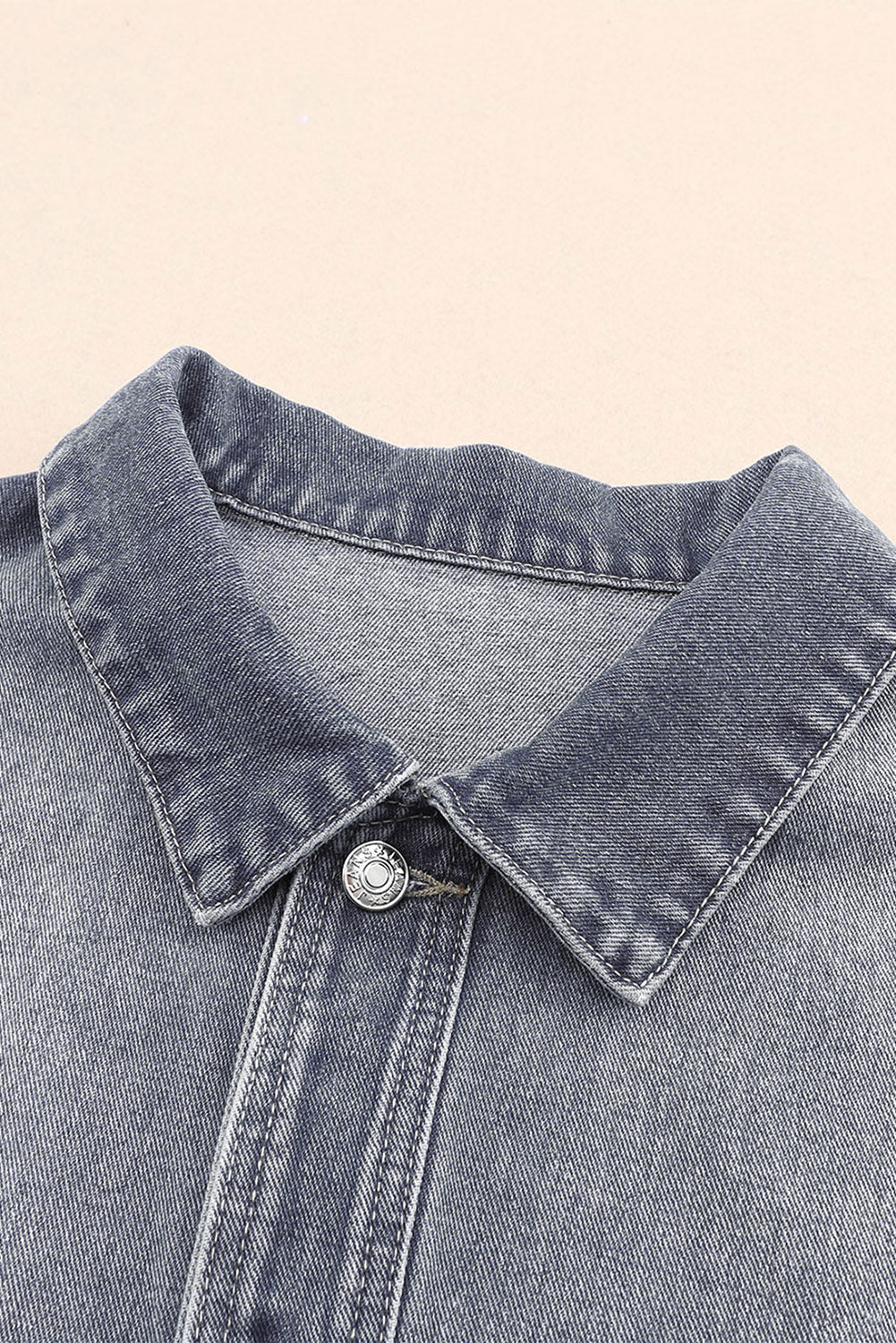 Blue Chest Pockets Drop Shoulder Loose Denim Jacket