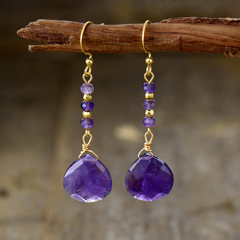 Natural Stone Bead Teardrop Shaped Earrings