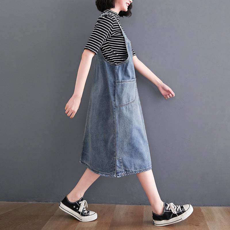 Retro Loose Overaized Denim Overall Dress