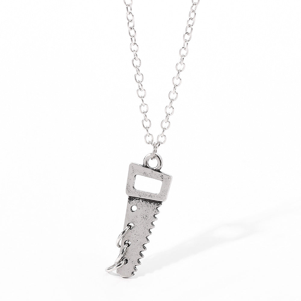 Streetwear Dark Charm Hand Saw Punk Style Necklace