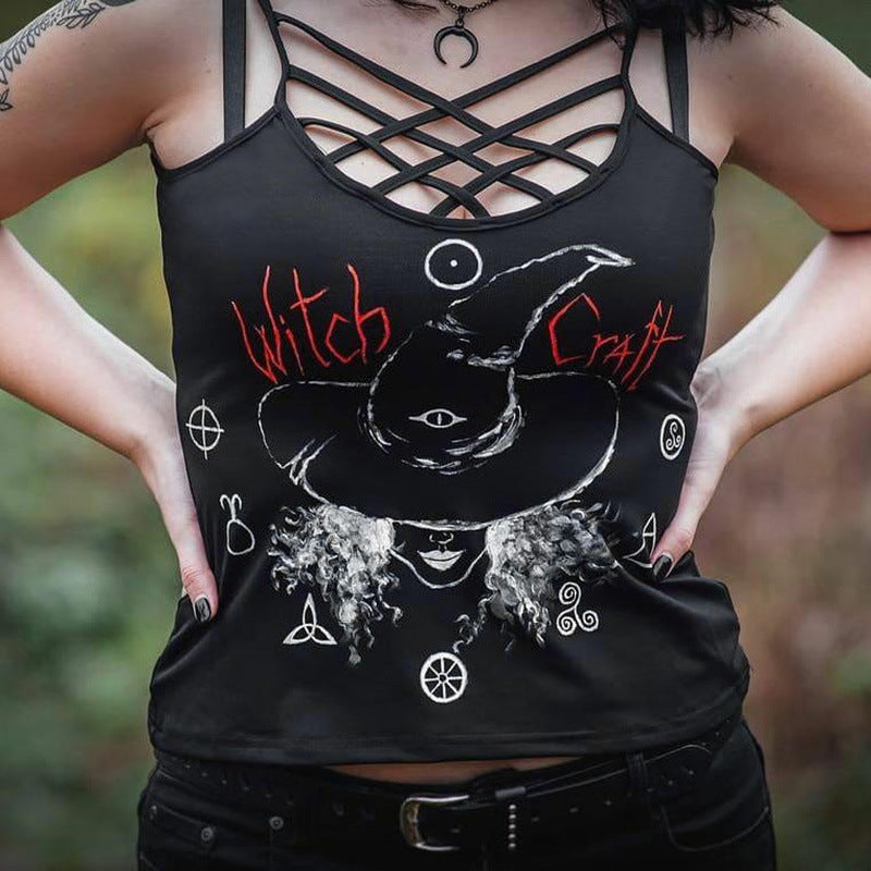 Punk Rock Goth Girl Graphic Printed Tank Tops and Tee Shirts Various Style Sexy Summer Festival Fashion Crop Tops