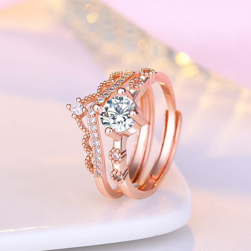 Fashion Korean Style Jewelry Stacked Crown Ring