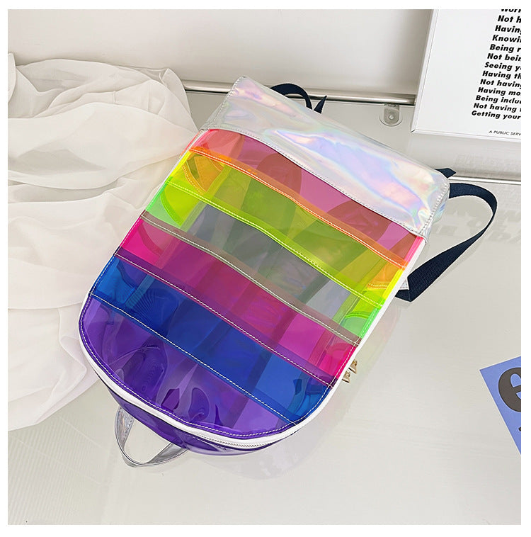 Transparent Novelty Fashion Rainbow PVC Backpack