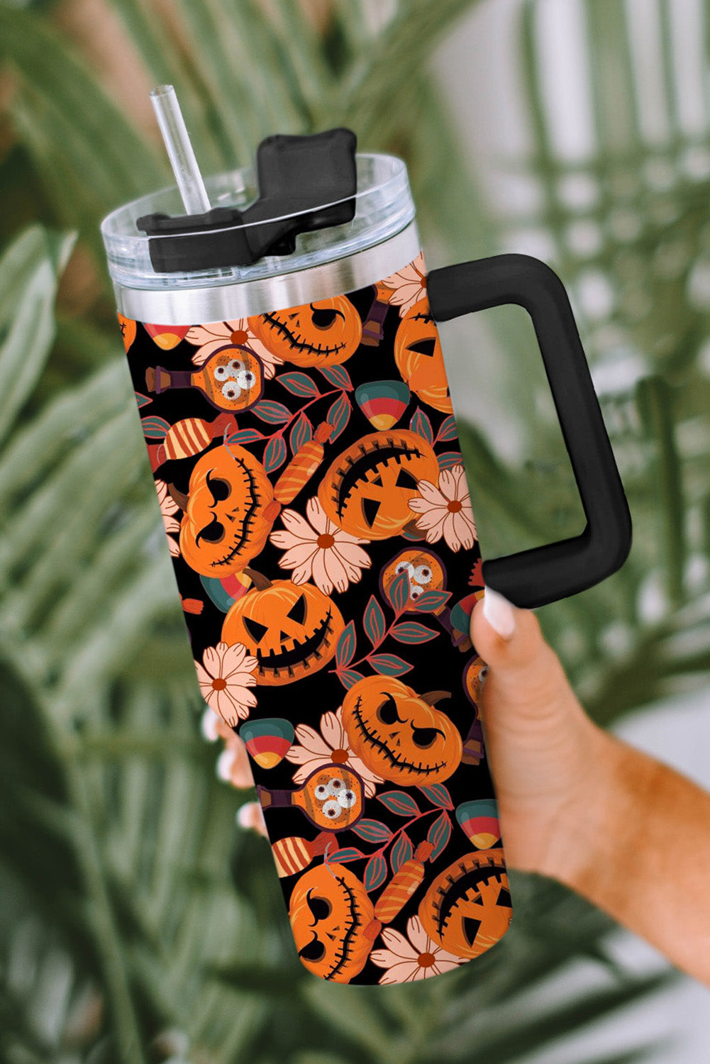 Multicolour 304 Halloween Pumpkin Print Stainless Vacuum Tumbler