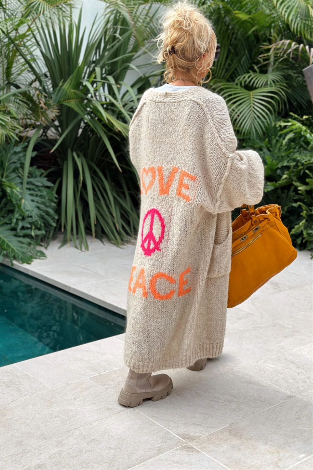 Love And Peace - Dropped Shoulder Long Sleeve Cardigan