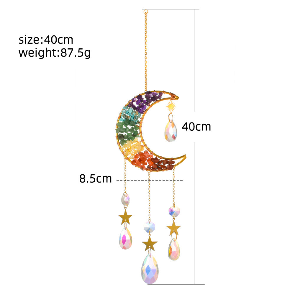 Full 10cm Rainbow Amethyst Big Moon Crystal Light Catchers Hanging Decor