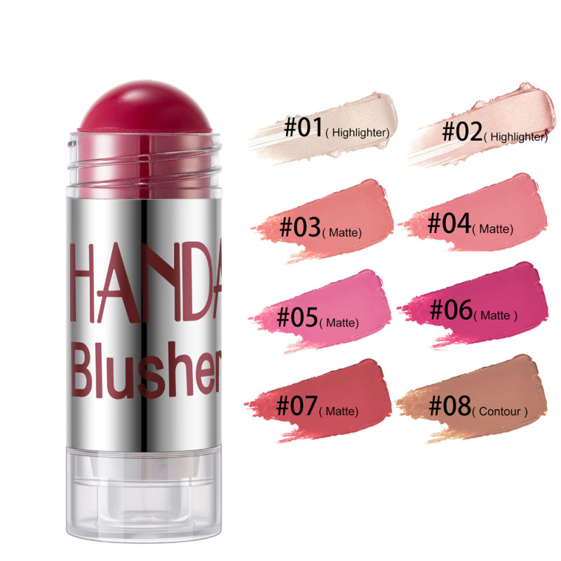 Handaiyan Cheek Blusher Shimmer Blush Stick Highlighter Bronzer Contour Cream Long-lasting Facial Make Up Cosmetics