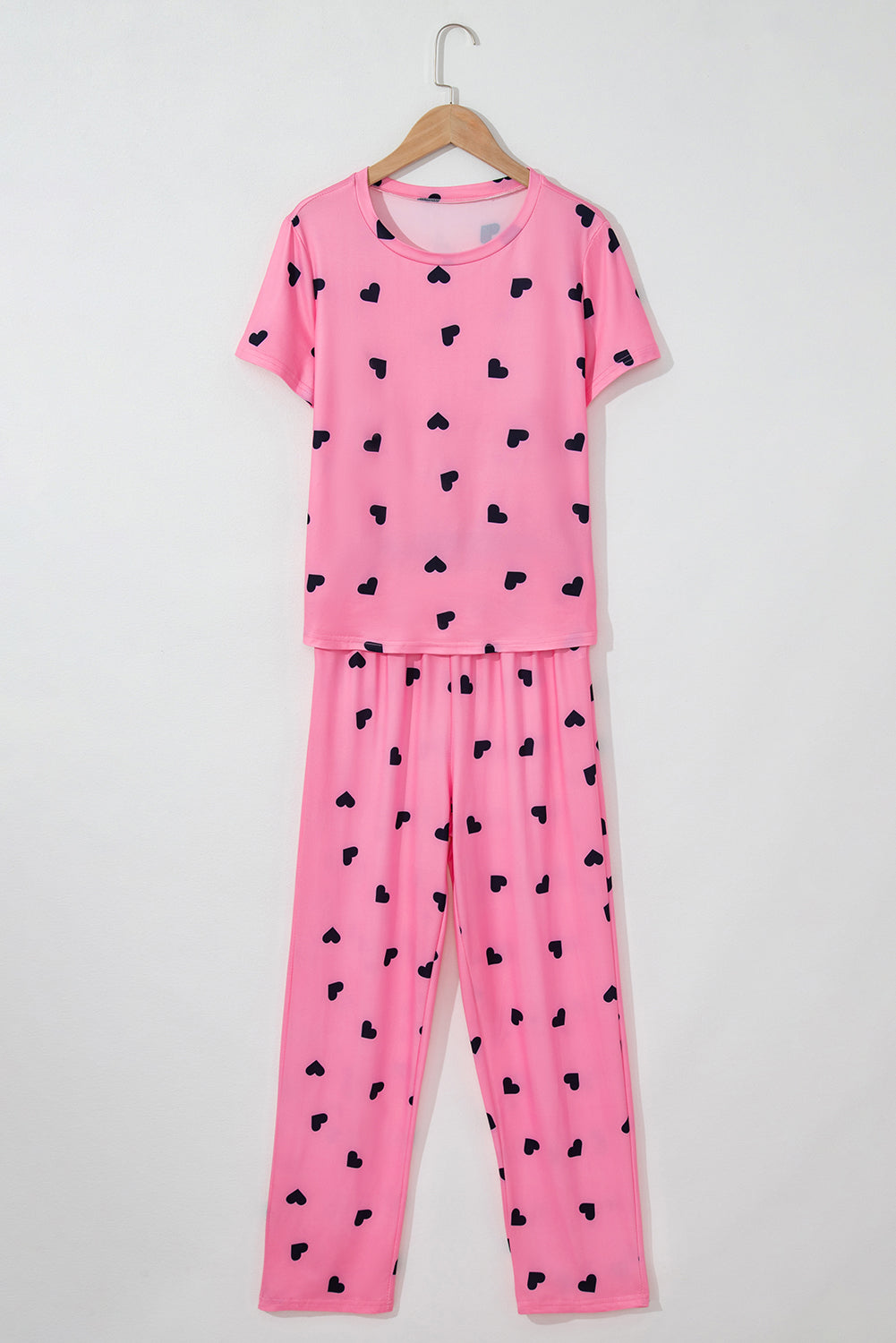 Pink Heart Print Tee and Pants Lounge Set