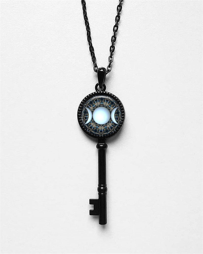 Magic Pentagram Key Pendant Necklace