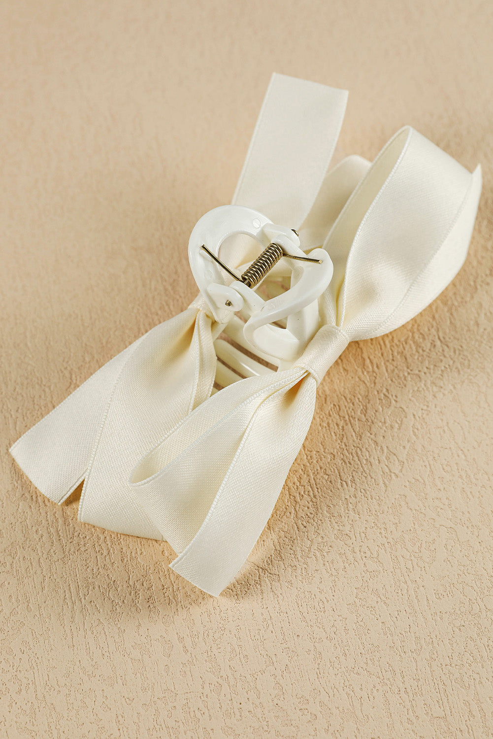 Light French Beige Bow Decor Large Hair Claw Clip