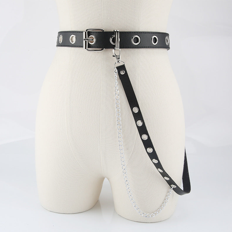 Fashion With Dresses Jk Jacket Decorative Waist Seal Dark Chain Punk Belt