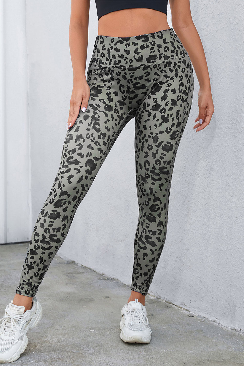 Blue Classic Leopard Print Active Leggings