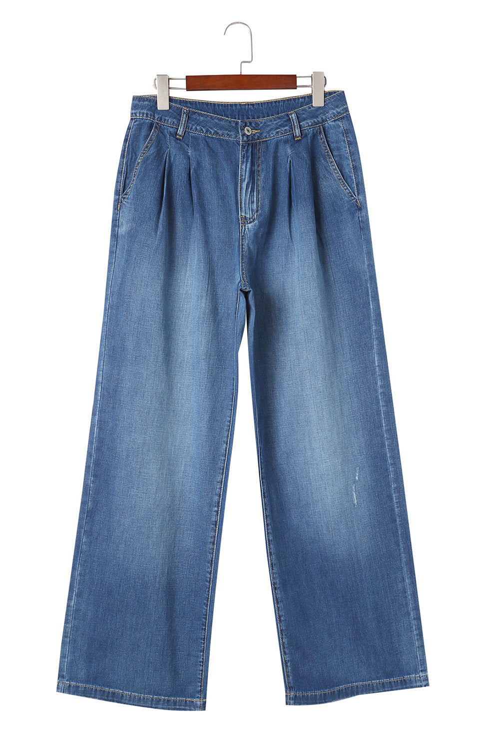 Dark Blue Slouchy Pocket Casual Wide Leg Jeans