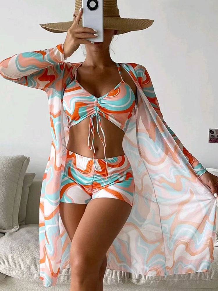 Women's Fashion Printed Sports Bra and Shorts Loungewear Set