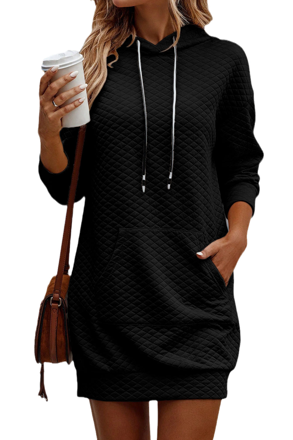 Rose Quilted Buttoned Neckline Stand Neck Pullover Sweatshirt