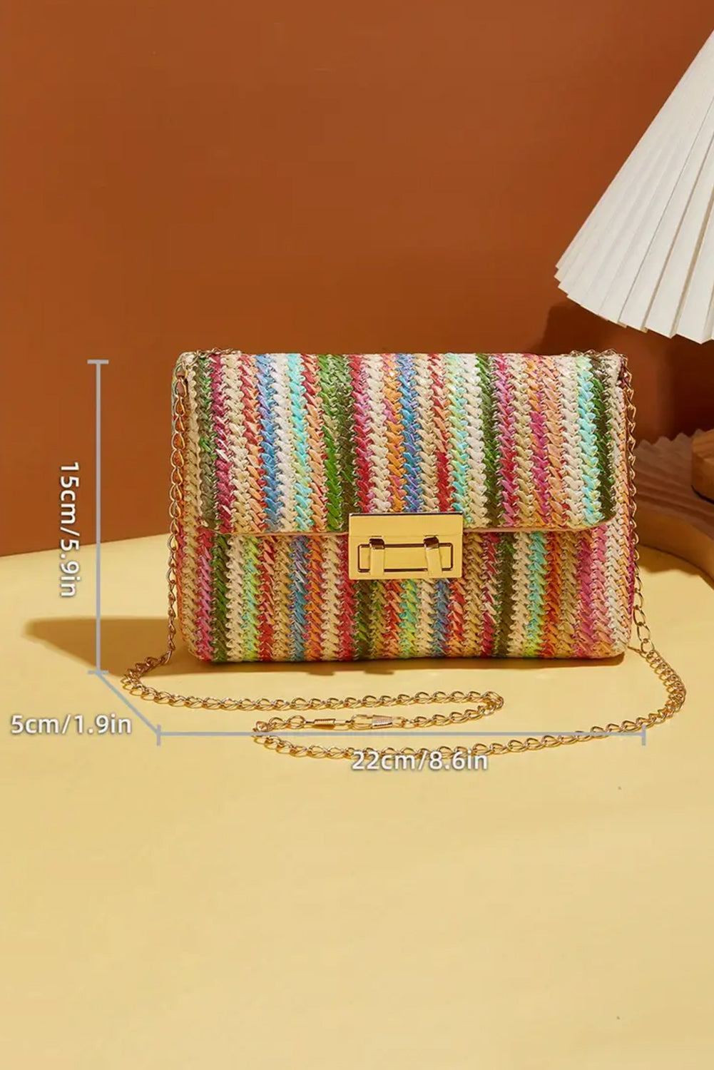 Strawberry Pink Striped Crochet Flapped Single Shoulder Bag