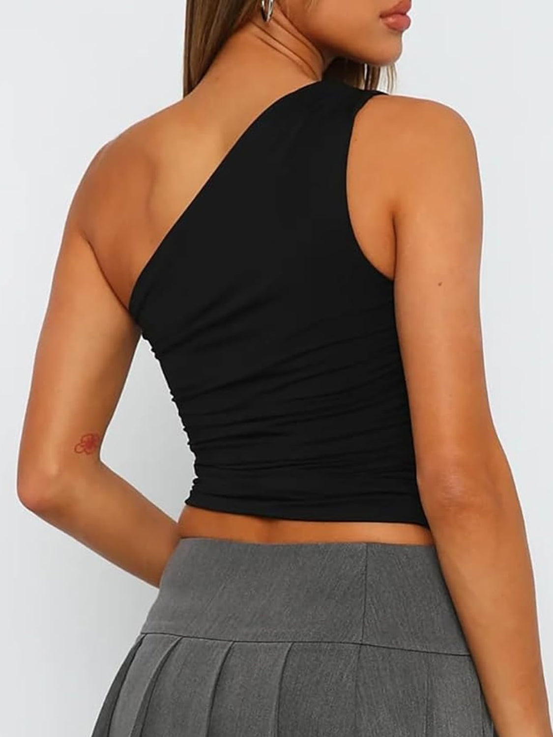 Ruched One Shoulder Tank Top