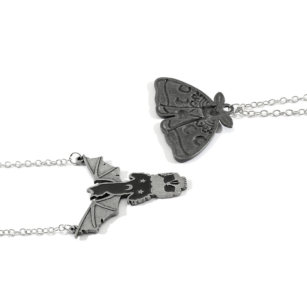 Halloween Dark Butterfly Skull Necklace