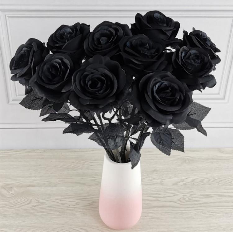 Black Fake Silk Roses Three Variations Available