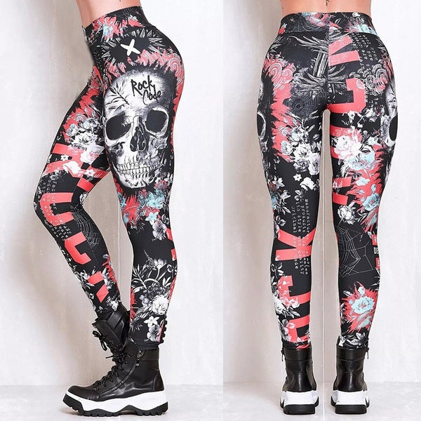 Women's Fashion Skull Witch Print Leggings