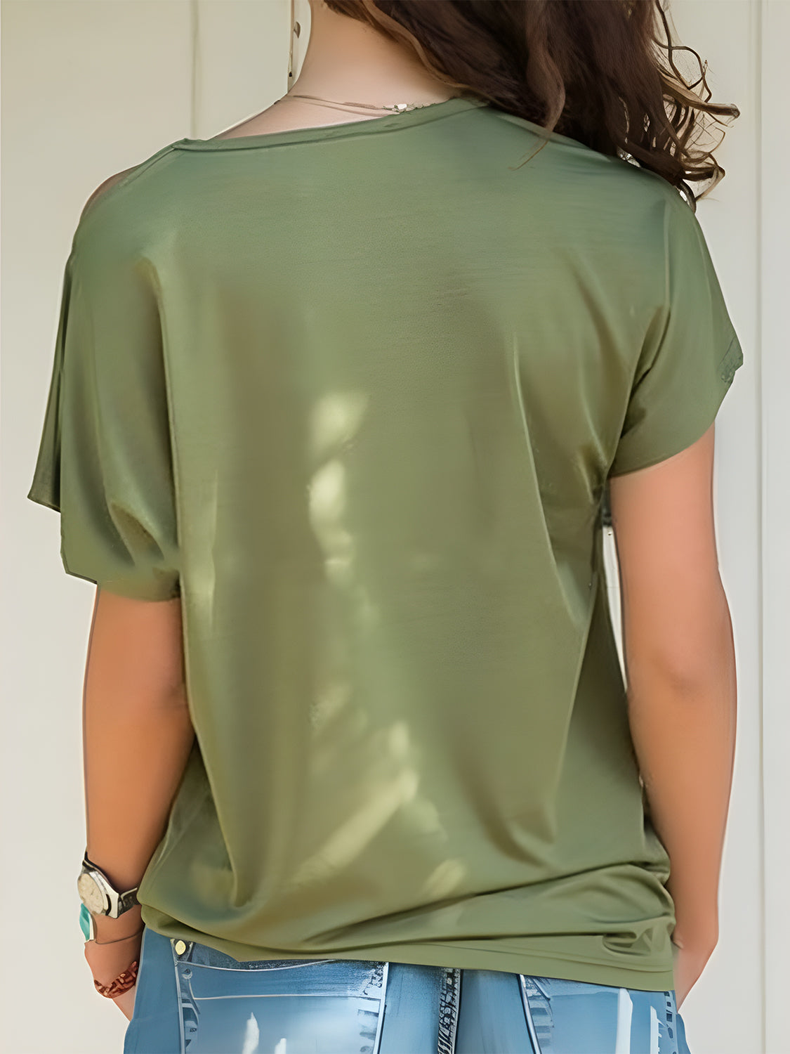 Asymmetrical Neck Short Sleeve T-Shirt