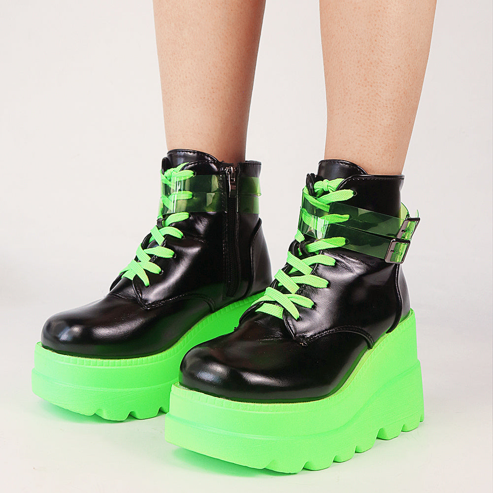 Platform Wedge Goth Punk Princess Ankle Boots