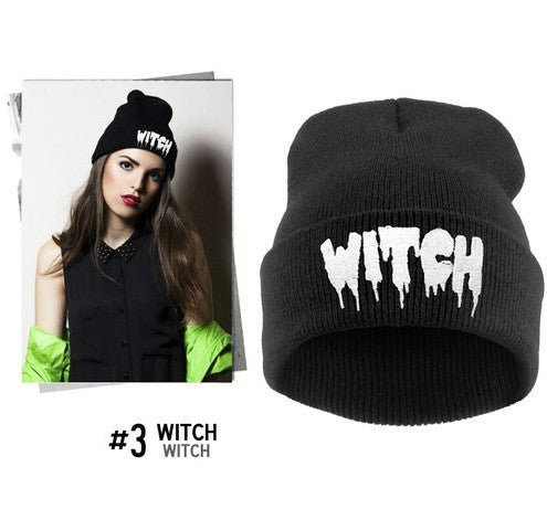 Punk Style Witch Beanie Knit Cap Winter Goth Headwear