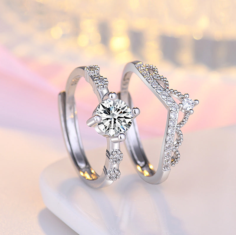 Fashion Korean Style Jewelry Stacked Crown Ring