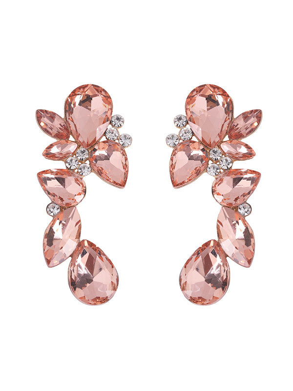 Geometric Elegance Large Rhinestone Irregular Shaped Drop Earrings