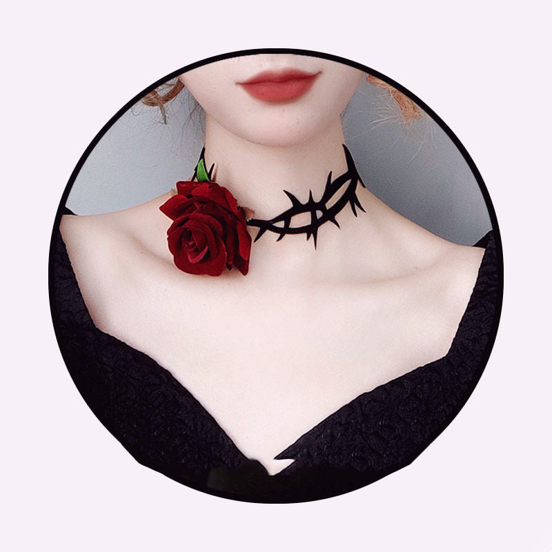 Punk Rock Gothic Dark Briar Rose Choker Necklace