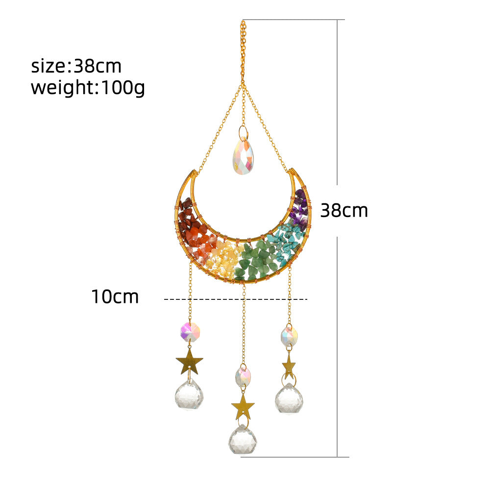 Full 10cm Rainbow Amethyst Big Moon Crystal Light Catchers Hanging Decor