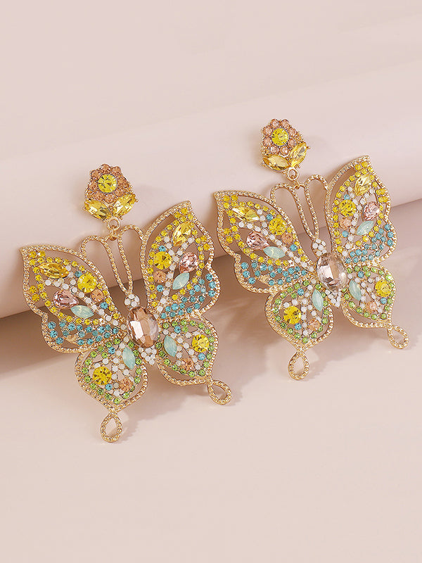 Butterfly Shaped Rhinestone Drop Earrings