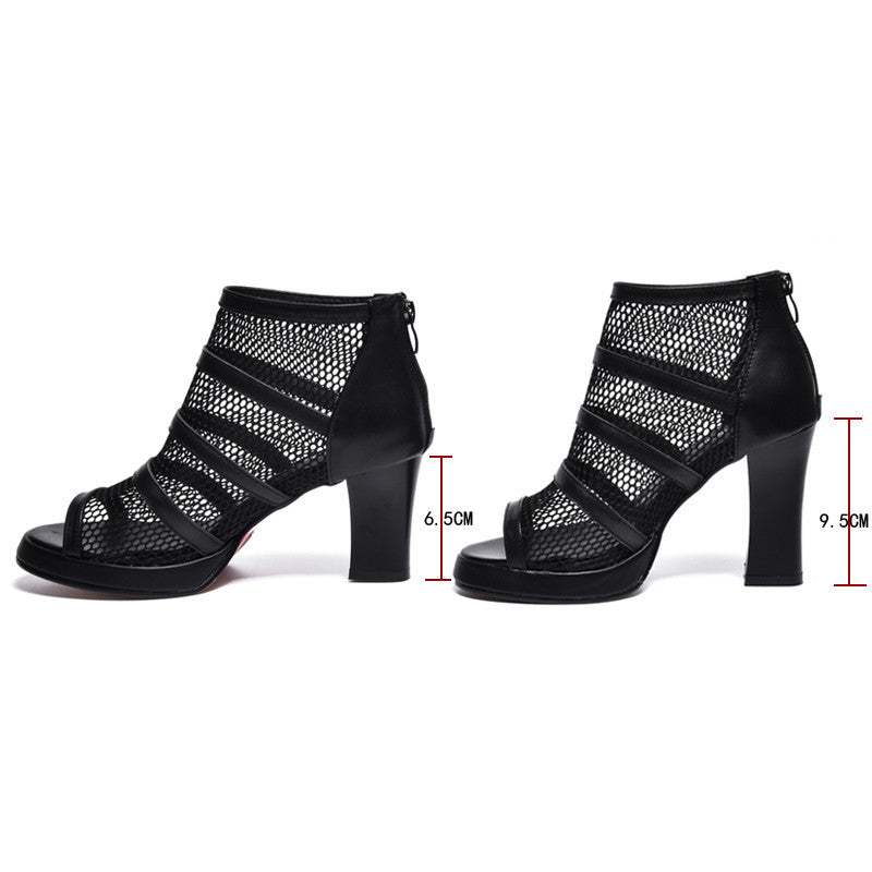 Mesh Women's High Heel Shoes With Thick Heel