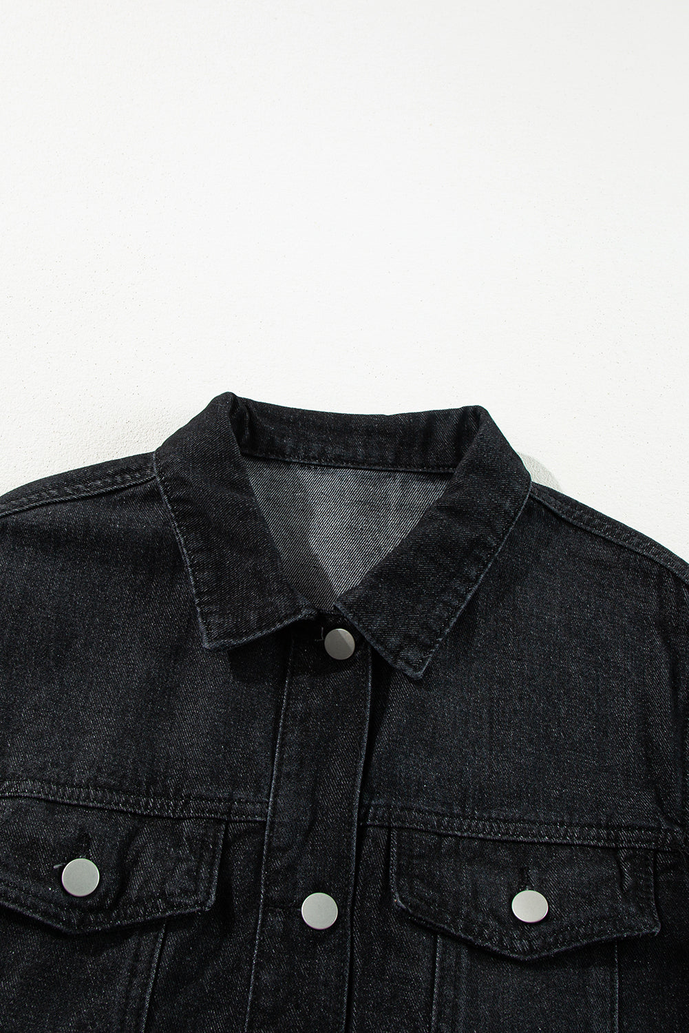 Peacock Blue Raw Edge Bell Short Sleeve Denim Jacket