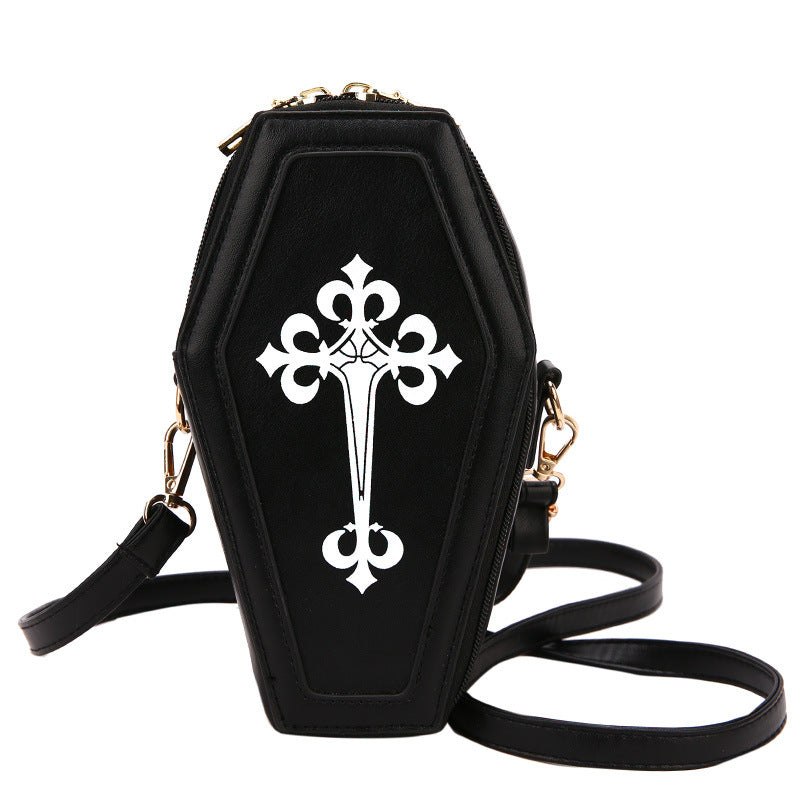 Retro Dark Personality Cross Coffin Female Tide Pu Messenger Shoulder Bag