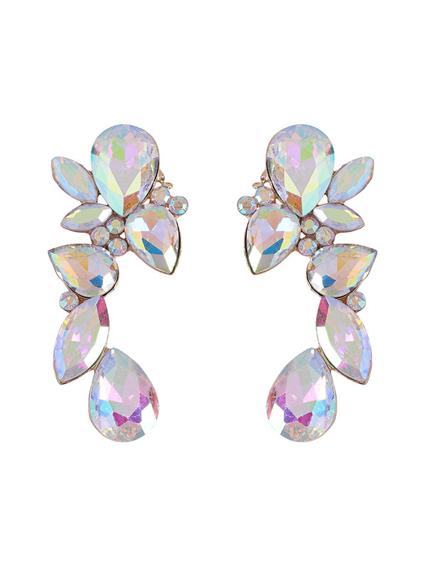 Geometric Elegance Large Rhinestone Irregular Shaped Drop Earrings