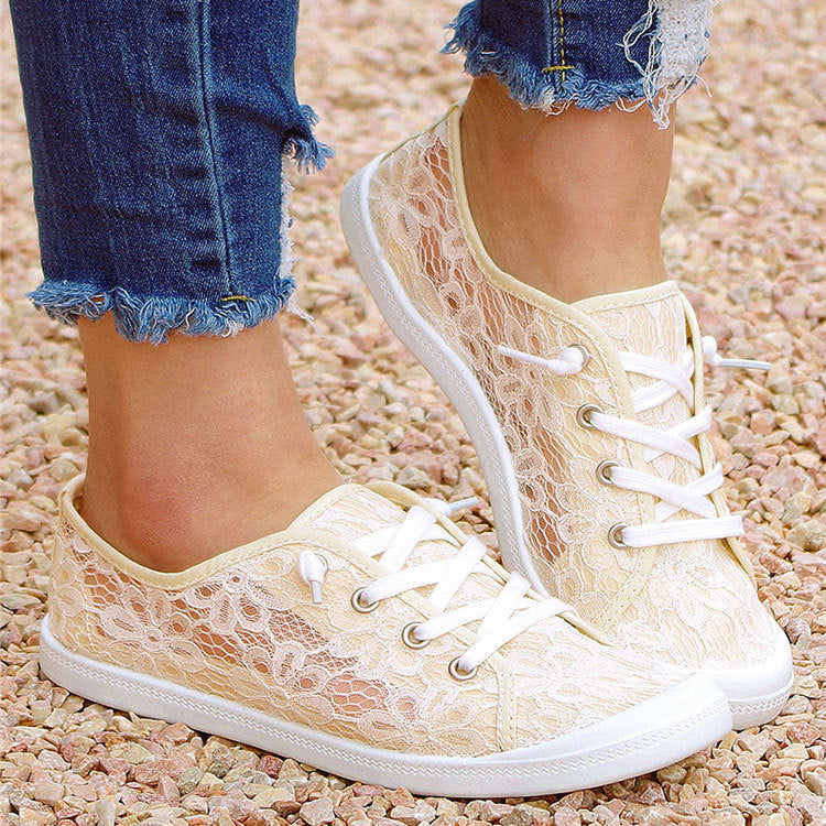 Lace Flat Casual Shoes Lace Up Fashion Sneakers