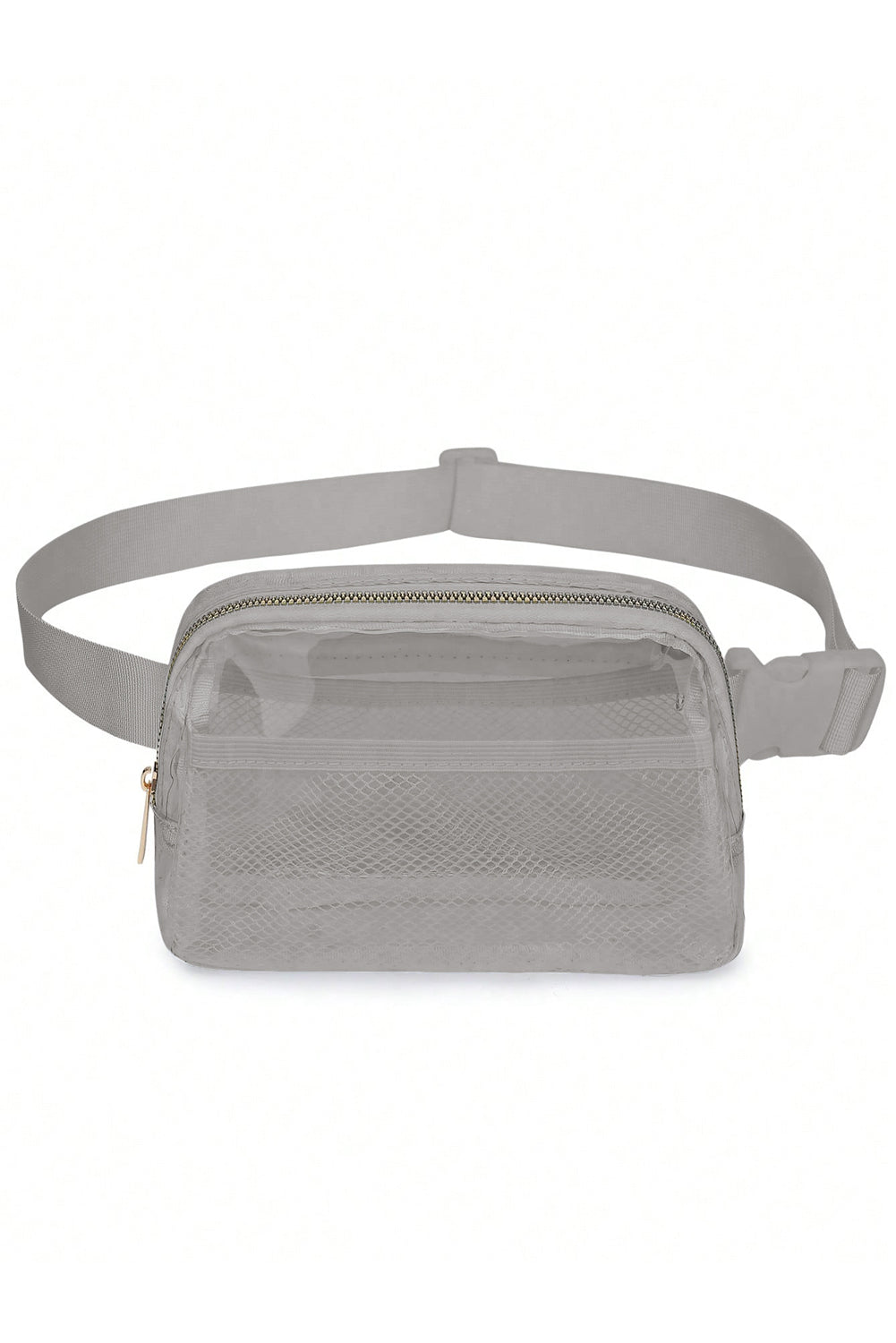 Dark Grey Adjustable Straps Zipper Clear Waist Bag