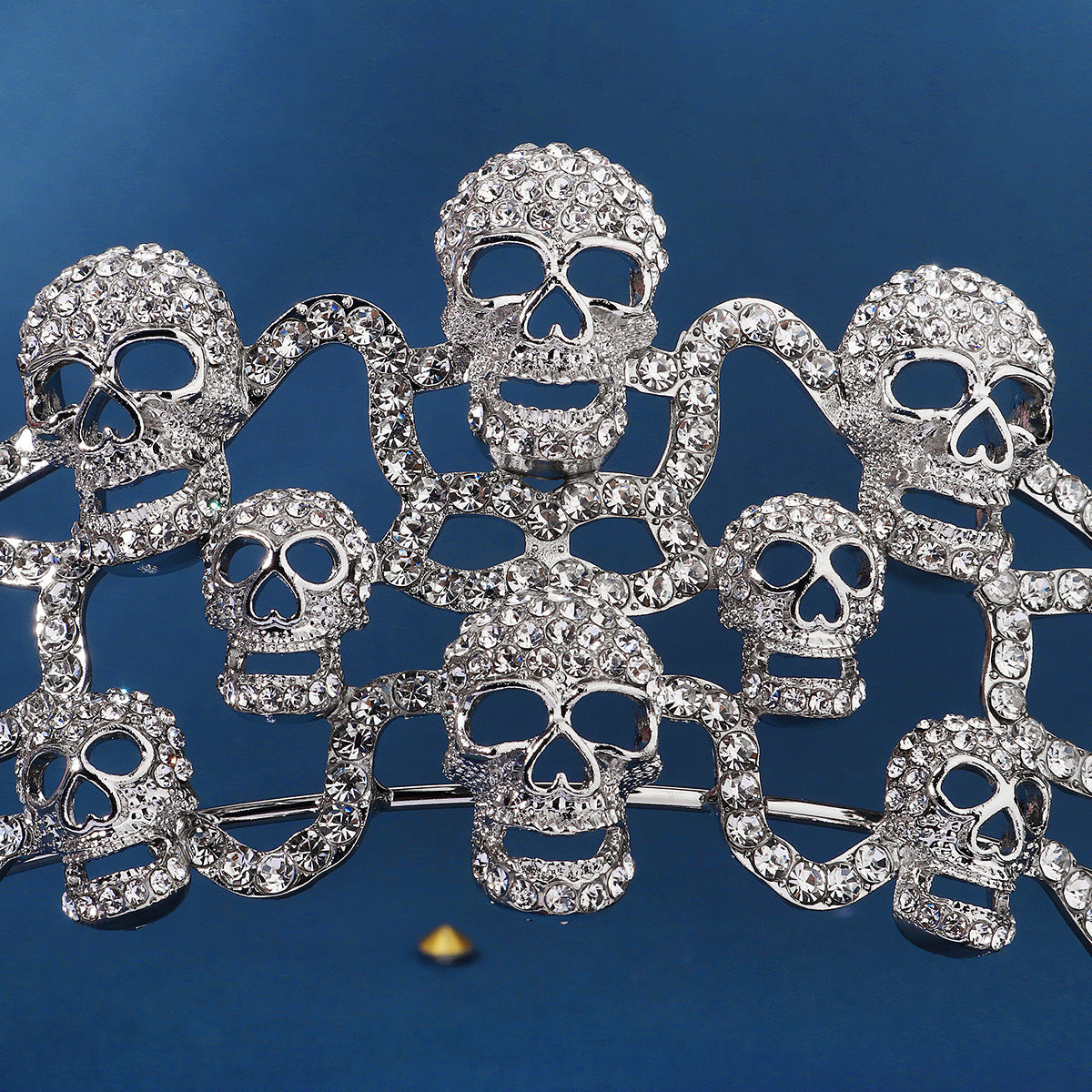 European And American Halloween Party Rhinestone Alloy Crown Dark Skull Crown Jewelry