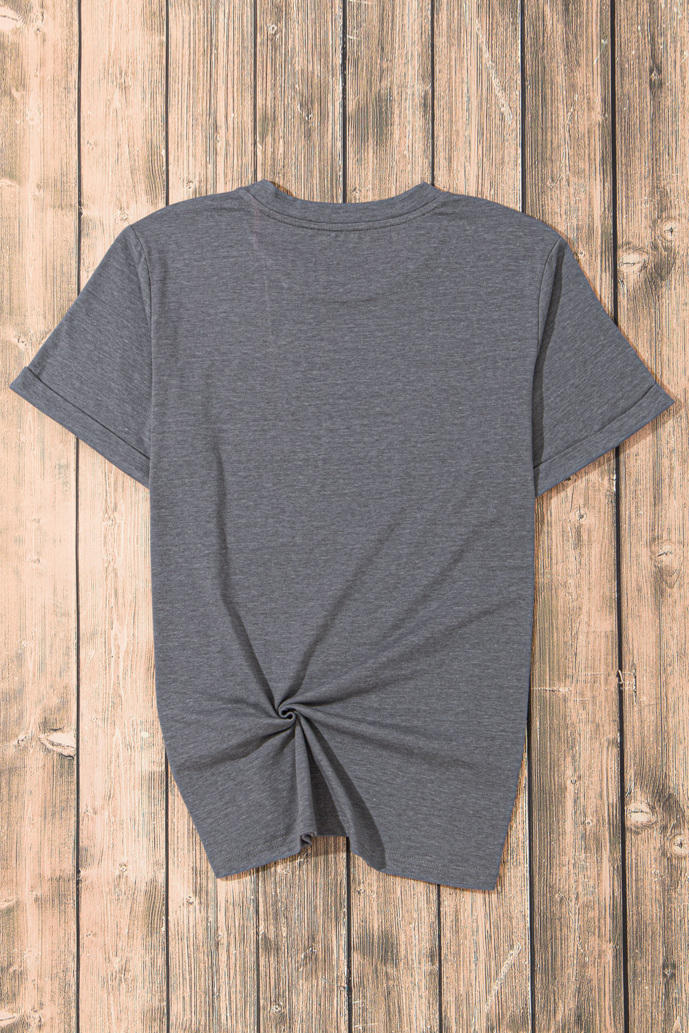 Rose Red Casual Plain Crew Neck Tee